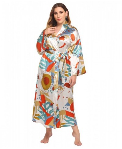 Plus Size 3XL 4XL Chinese Women Robe Vintage Print Flower Kimono Bathrobe Home Dress Gown Long Nightgown Silky Satin Sleepwea...