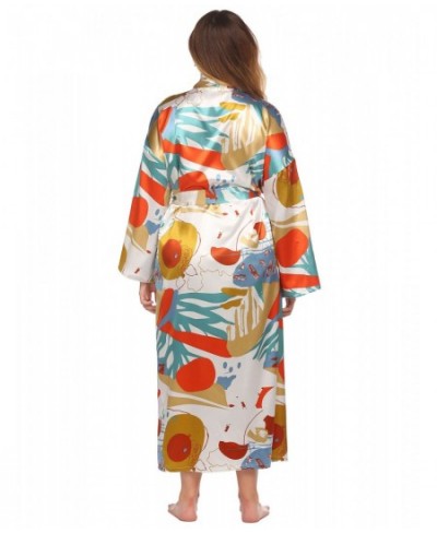 Plus Size 3XL 4XL Chinese Women Robe Vintage Print Flower Kimono Bathrobe Home Dress Gown Long Nightgown Silky Satin Sleepwea...