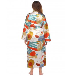 Plus Size 3XL 4XL Chinese Women Robe Vintage Print Flower Kimono Bathrobe Home Dress Gown Long Nightgown Silky Satin Sleepwea...