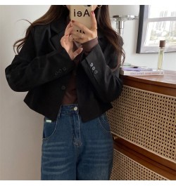 Cropped Blazers Women Vintage Chic Ulzzang Stylish Popular All-match Slim Long Sleeve Lady Outwear Pure Minimalist Clothes $3...