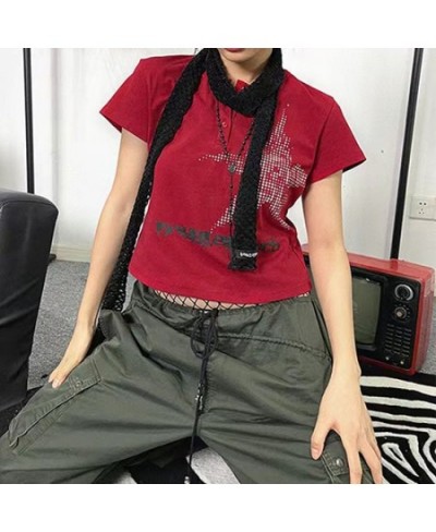 Harajuku Crop Top Japanese Style Star Pattern Round Neck Short Sleeve T Shirts Graphic Tee y2k Women Clothes Streetwear $21.2...