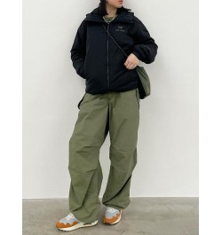 Women Casual Baggy Cargo Pant Spring Summer Solid Color Straight Oversize Sweatpants Wide Leg Midi Waist Drawstring Trousers ...