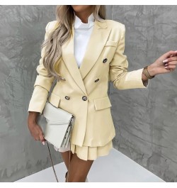 Vintage Office Lady Double Breasted Blazer And Shorts Set Solid Color Women Two Piece Set Female High Waist Shorts Skirt Suit...