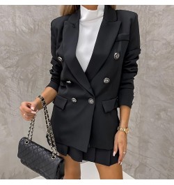 Vintage Office Lady Double Breasted Blazer And Shorts Set Solid Color Women Two Piece Set Female High Waist Shorts Skirt Suit...