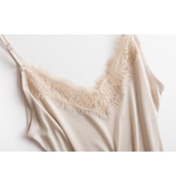 Women Real Silk Lace Trim Camisole V neck Top Vest Sleepwear Ajustable Straps M L XL 2XL 3010 $30.04 - Underwear