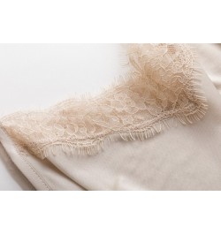 Women Real Silk Lace Trim Camisole V neck Top Vest Sleepwear Ajustable Straps M L XL 2XL 3010 $30.04 - Underwear