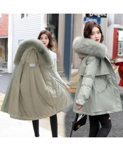 Winter Jackets Women Parka Fashion Long Coat Wool Liner Zip Up Hooded Parkas Slim Fur Collar Thick Warm Snow Wear Padded $73....