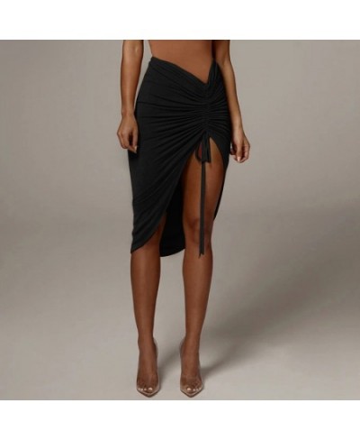 2023 New Autumn and Winter Fashion Drawstring Drawstring Sexy High Waist Skirt Tight-fitting Streetwear Split Midi Skirt Ladi...