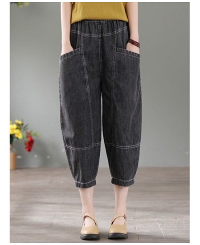 High Waist Casual Jeans Women 2022 Summer Vintage Style Solid Color Thin Denim Loose Female Harem Pants D124 $41.23 - Bottoms