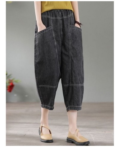 High Waist Casual Jeans Women 2022 Summer Vintage Style Solid Color Thin Denim Loose Female Harem Pants D124 $41.23 - Bottoms