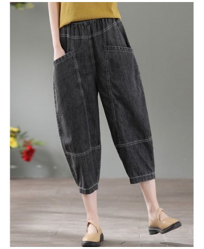 High Waist Casual Jeans Women 2022 Summer Vintage Style Solid Color Thin Denim Loose Female Harem Pants D124 $41.23 - Bottoms