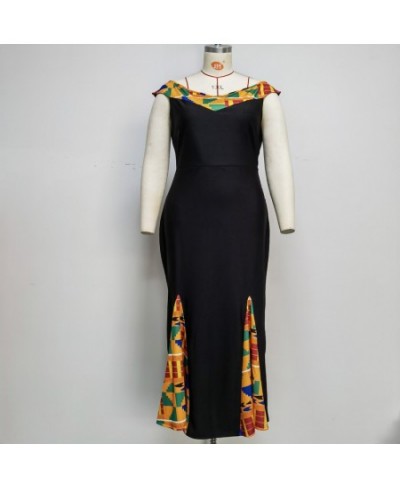 2023 New African Style Plus Size V-Neck Sleeveless Printing Mop Dress For Women $51.66 - Plus Size Clothes