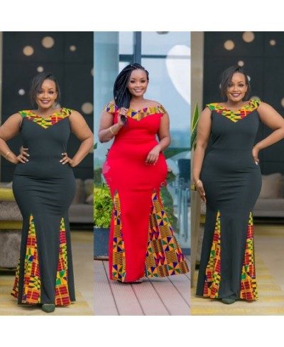 2023 New African Style Plus Size V-Neck Sleeveless Printing Mop Dress For Women $51.66 - Plus Size Clothes