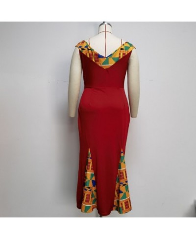 2023 New African Style Plus Size V-Neck Sleeveless Printing Mop Dress For Women $51.66 - Plus Size Clothes