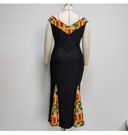 2023 New African Style Plus Size V-Neck Sleeveless Printing Mop Dress For Women $51.66 - Plus Size Clothes