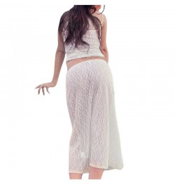 Two Piece Lace Outfit for Women White See Through Sleeveless Crop Tops + Low Waist Mid Skirt y2k Clothes Set Beachwear $24.88...