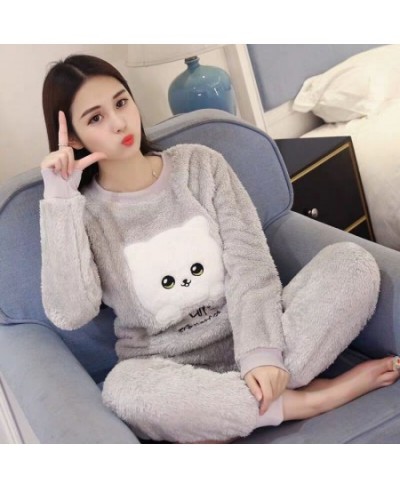 New Autumn Winter Warm Flannel Women Pyjamas Sets Thick Coral Velvet Long Sleeve Cartoon Sleepwear Flannel Pajamas Set Girl $...