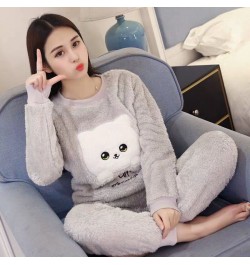 New Autumn Winter Warm Flannel Women Pyjamas Sets Thick Coral Velvet Long Sleeve Cartoon Sleepwear Flannel Pajamas Set Girl $...