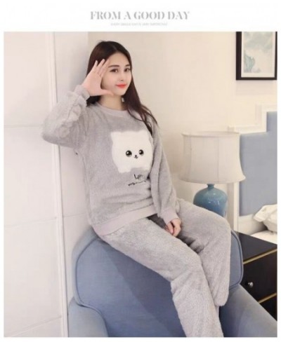 New Autumn Winter Warm Flannel Women Pyjamas Sets Thick Coral Velvet Long Sleeve Cartoon Sleepwear Flannel Pajamas Set Girl $...