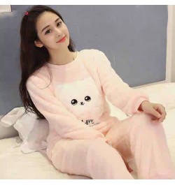 New Autumn Winter Warm Flannel Women Pyjamas Sets Thick Coral Velvet Long Sleeve Cartoon Sleepwear Flannel Pajamas Set Girl $...