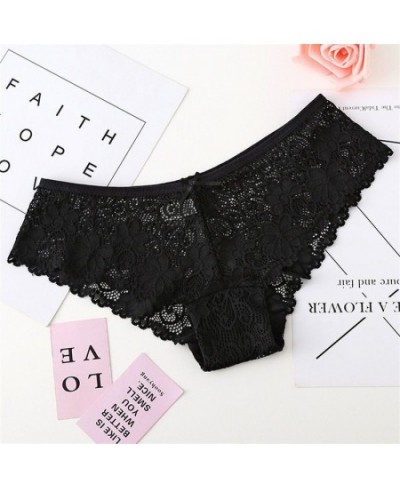 Women Briefs Sexy Full Lace Cross Laced Panties Hollow Out Low-waist Female Shorts Soft Solid Color Breathable Underwear $11....