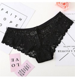 Women Briefs Sexy Full Lace Cross Laced Panties Hollow Out Low-waist Female Shorts Soft Solid Color Breathable Underwear $11....