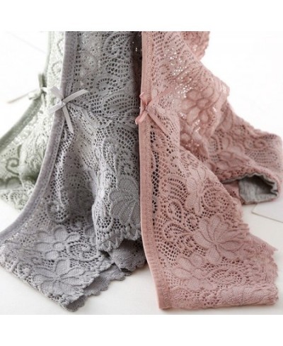 Women Briefs Sexy Full Lace Cross Laced Panties Hollow Out Low-waist Female Shorts Soft Solid Color Breathable Underwear $11....