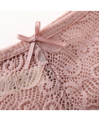 Women Briefs Sexy Full Lace Cross Laced Panties Hollow Out Low-waist Female Shorts Soft Solid Color Breathable Underwear $11....