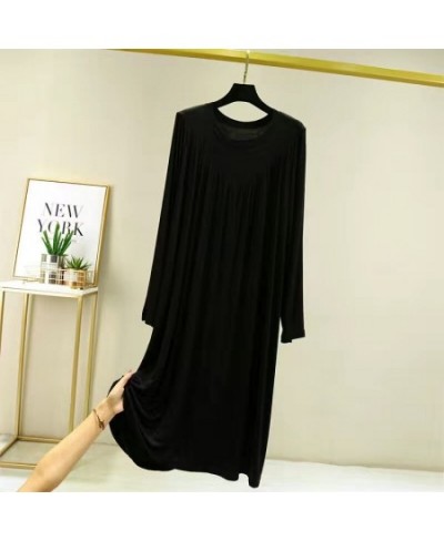 Casual Large Size Modal Cotton Nightgowns For Women Loose Long Sleeve Nightshirt Female Spring Autumn Home Dresses $34.71 - S...