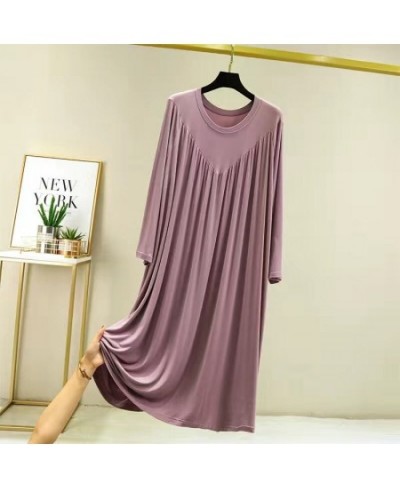 Casual Large Size Modal Cotton Nightgowns For Women Loose Long Sleeve Nightshirt Female Spring Autumn Home Dresses $34.71 - S...