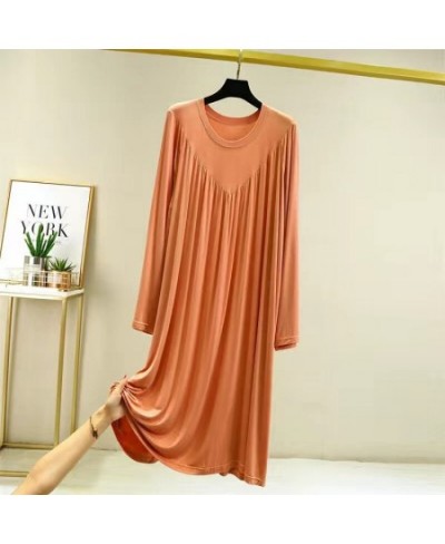 Casual Large Size Modal Cotton Nightgowns For Women Loose Long Sleeve Nightshirt Female Spring Autumn Home Dresses $34.71 - S...