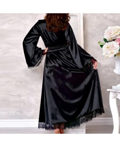 New Women Long Bathrobe Kimono Robe Satin Nightdress Nightgown High Quality Female Smooth Nightwear Sleepwear Pajamas $30.24 ...