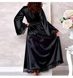 New Women Long Bathrobe Kimono Robe Satin Nightdress Nightgown High Quality Female Smooth Nightwear Sleepwear Pajamas $30.24 ...