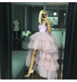 Chic Women Tutu High Low Tulle Skirt Tiered Ruffles Asymmetrical Prom Gown Party Skirts Saia Faldas Custom Made Maxi Tutu Gow...