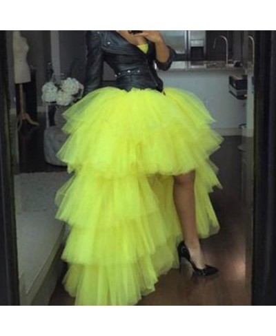 Chic Women Tutu High Low Tulle Skirt Tiered Ruffles Asymmetrical Prom Gown Party Skirts Saia Faldas Custom Made Maxi Tutu Gow...