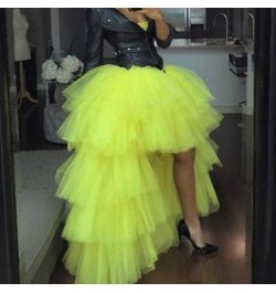 Chic Women Tutu High Low Tulle Skirt Tiered Ruffles Asymmetrical Prom Gown Party Skirts Saia Faldas Custom Made Maxi Tutu Gow...