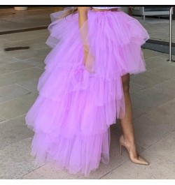 Chic Women Tutu High Low Tulle Skirt Tiered Ruffles Asymmetrical Prom Gown Party Skirts Saia Faldas Custom Made Maxi Tutu Gow...