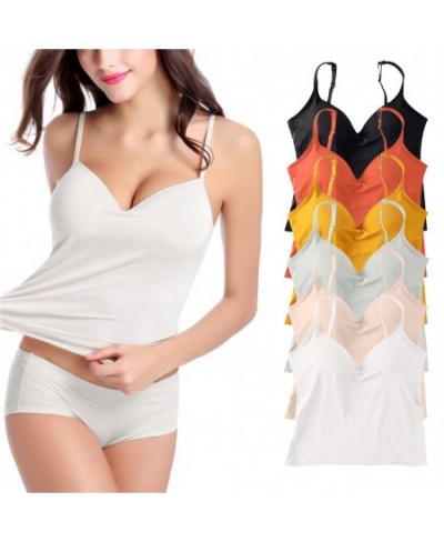 Women Camisole Adjustable Strap Tank Tops with Built in Shelf Bra Stretch Undershirts Sleeveless Tube Top for Girls $19.36 - ...
