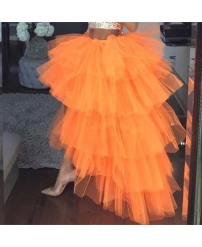 Chic Women Tutu High Low Tulle Skirt Tiered Ruffles Asymmetrical Prom Gown Party Skirts Saia Faldas Custom Made Maxi Tutu Gow...