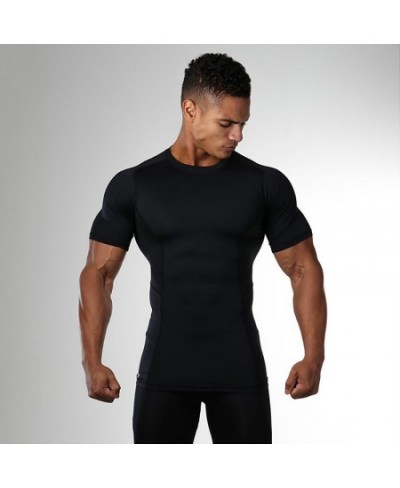 Summer Gym Mens Quick Dry Shirt Sport T Shirt Running Shirt Men Workout Tees Fitness Tights Tops Short Sleeve T-shirt Clothes...