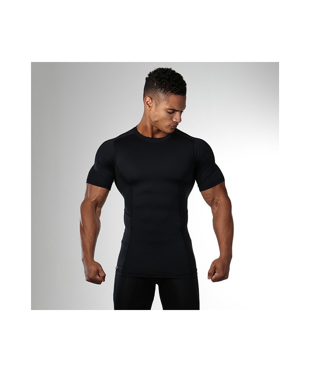 Summer Gym Mens Quick Dry Shirt Sport T Shirt Running Shirt Men Workout Tees Fitness Tights Tops Short Sleeve T-shirt Clothes...