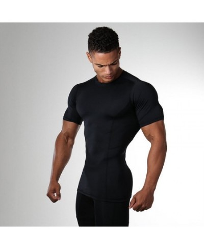 Summer Gym Mens Quick Dry Shirt Sport T Shirt Running Shirt Men Workout Tees Fitness Tights Tops Short Sleeve T-shirt Clothes...