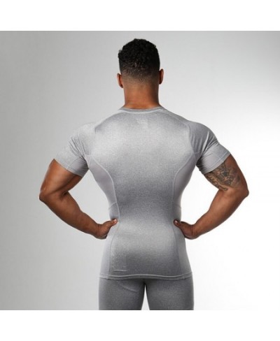 Summer Gym Mens Quick Dry Shirt Sport T Shirt Running Shirt Men Workout Tees Fitness Tights Tops Short Sleeve T-shirt Clothes...