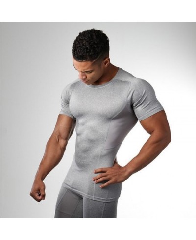 Summer Gym Mens Quick Dry Shirt Sport T Shirt Running Shirt Men Workout Tees Fitness Tights Tops Short Sleeve T-shirt Clothes...