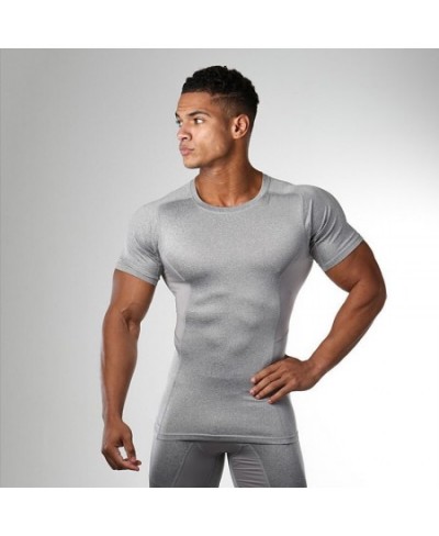 Summer Gym Mens Quick Dry Shirt Sport T Shirt Running Shirt Men Workout Tees Fitness Tights Tops Short Sleeve T-shirt Clothes...