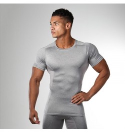 Summer Gym Mens Quick Dry Shirt Sport T Shirt Running Shirt Men Workout Tees Fitness Tights Tops Short Sleeve T-shirt Clothes...