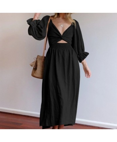 New 2023 Spring Summer Wear Both Front and Back Elegant One-line Neck High-waist Dress Lantern Sleeve Mini Sexy Dress for Wom...