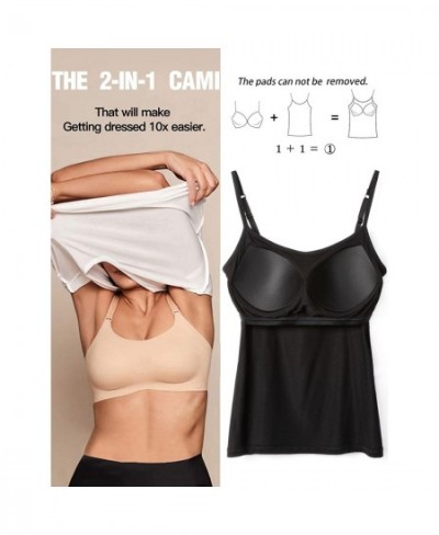 Women Camisole Adjustable Strap Tank Tops with Built in Shelf Bra Stretch Undershirts Sleeveless Tube Top for Girls $19.36 - ...