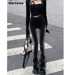 High Waisted Jeans for Women 2022 New Fashion Vintage Streetwear Autumn Winter Slim Flare Pants Full Length Y2k Pants $57.11 ...