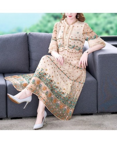 Spring And Summer 2023 New Heavy Industry Flower Embroidery Silk Dress Temperament Mulberry Silk Flower Loose Size Long Skirt...